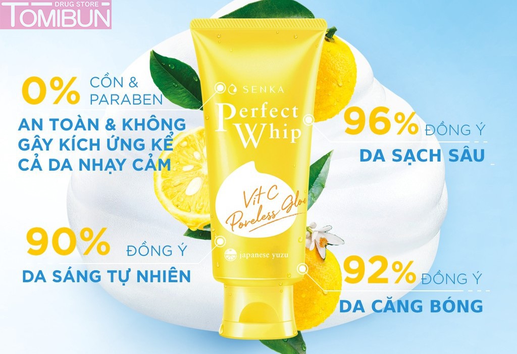 SỮA RỬA MẶT DƯỠNG TRẮNG SENKA PERFECT WHIP VIT C PORELESS GLOW 100G